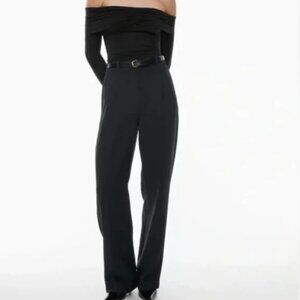 Aritzia Wilfred The Effortless Pant Wide Leg High Waist Crepette in Black Size 6